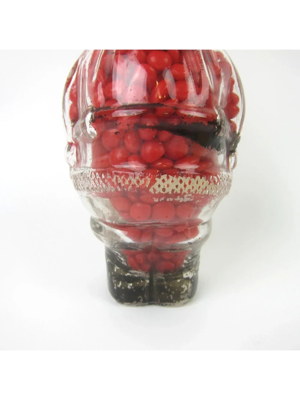 Vintage Christmas Santa Claus Glass Bottle Candy Container JH Millstein 1940-50s